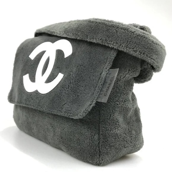 NWT 🔥 Chanel Precision Crossbody bag Makeup Shoulder Bag Grey Gray with White - Picture 3 of 6